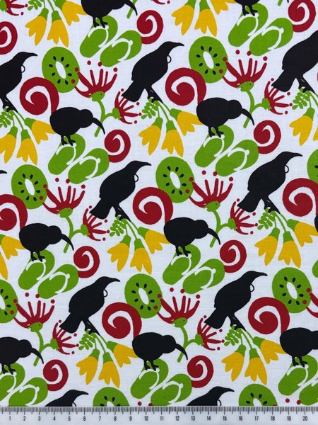 Tui with Kowhai & Kiwifruit Premium Cotton