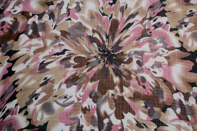 Abstract Flowers Pinks, Brown & Purple Chiffon