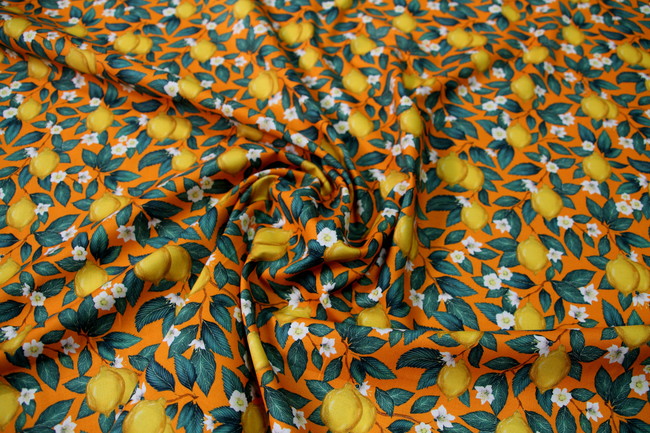 Just Fruit: Lemons on Gold Premium Cotton