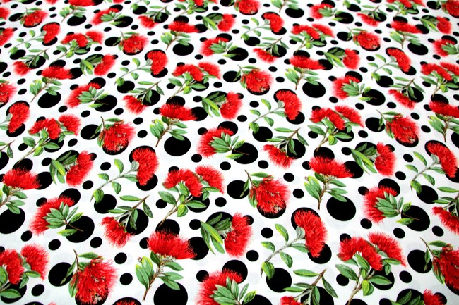 Spot the Pohutukawa Kiwiana Cotton