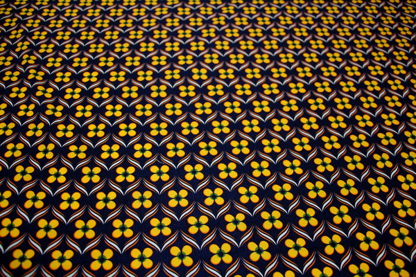 Navy & Gold Vintage Printed Polyester