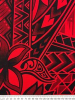 Burgundy and Black on Red Pacific Island Cotton