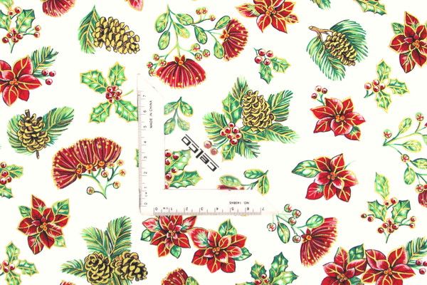 Pohutukawa & Holly Premium Printed Cotton