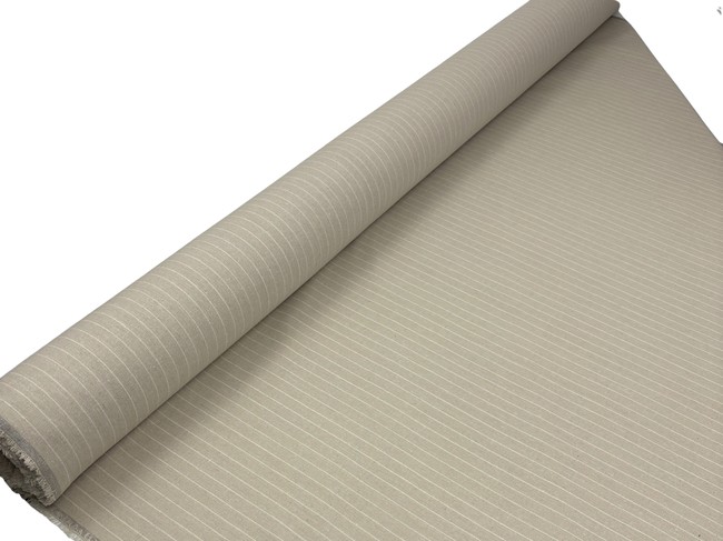 White Pin Stripe on Neutral Linen Cotton Blend