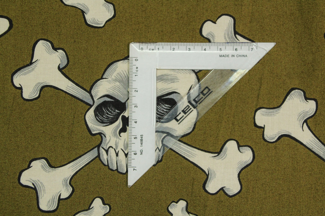 Skull & Cross Bones on Khaki Printed Cotton