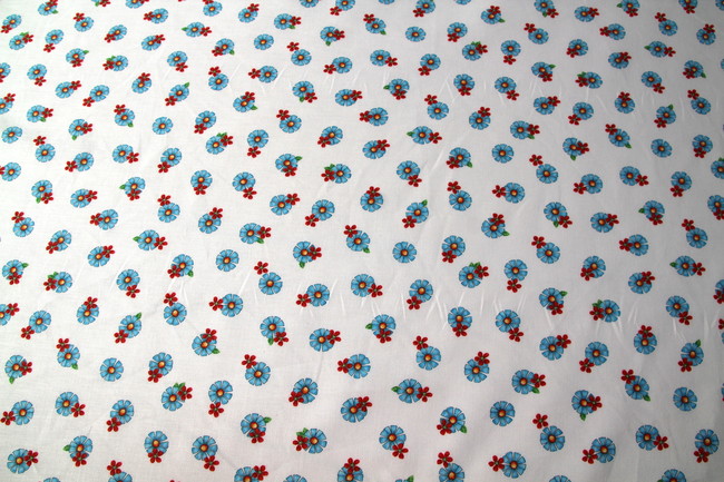 Blue & Red Flowers Printed Cotton New Image