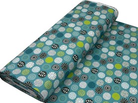 Geometric circles on Jade - Extra Wide,100% Cotton Backer