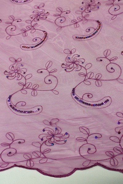 Bright & Pretty Embroidered Netting with Sequins - Purple