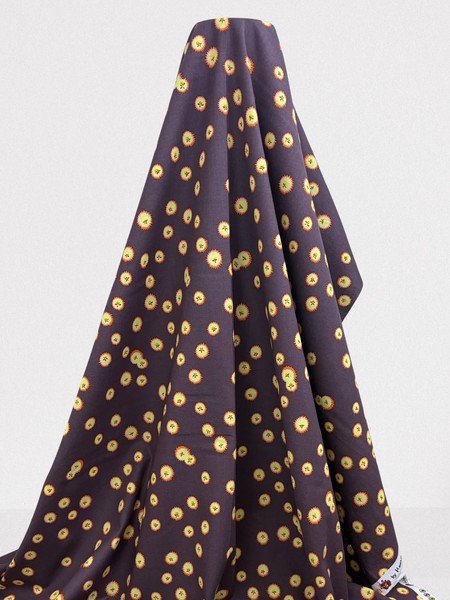 Sunburst Fruit on Soft Aubergine Printed Cotton
