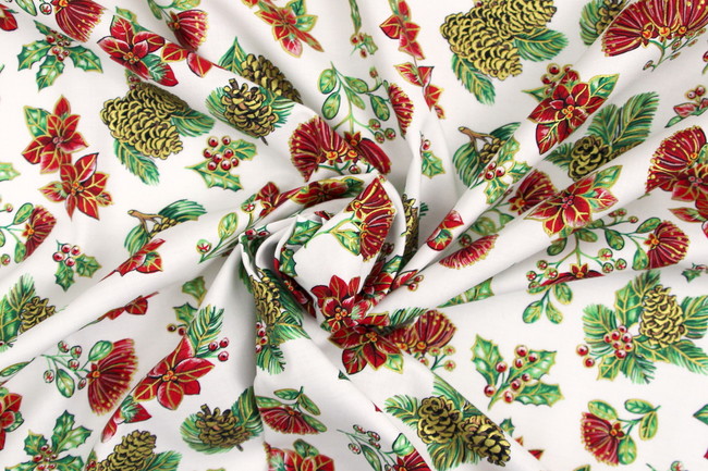 Pohutukawa & Holly Premium Printed Cotton