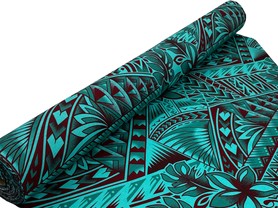 Burgundy & Jade tones Pacific Island Cotton Dobby