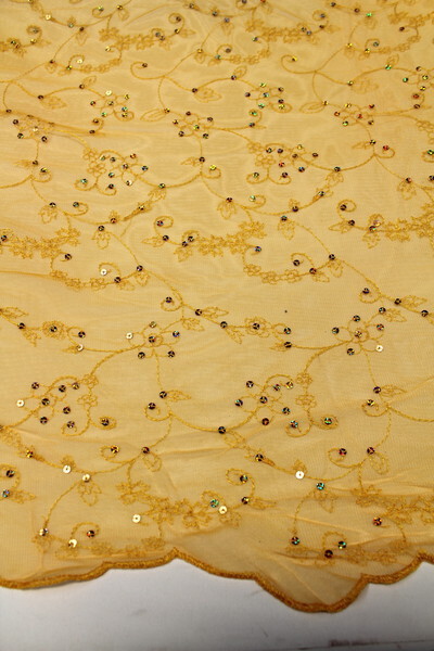 Bright & Pretty Embroidered Netting with Sequins - Gold