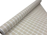 Light Sand & Off White Checked Textured Linen Cotton Blend