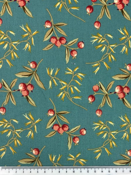 Berries on Jade Printed Cotton
