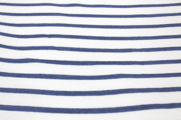 Denim Stripe on White Summer Viscose Knit