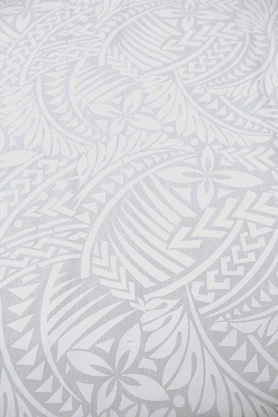 Petals & Palms - White on White Pasifika Polycotton