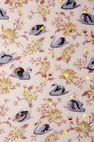 Elegant Swans with Gold on Pale Pink Crinkled Printed Chiffon