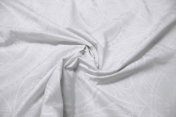 Leaves - White on White Pasifika Polycotton