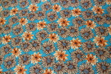 Pretty Dahlia Print on Blue Rayon