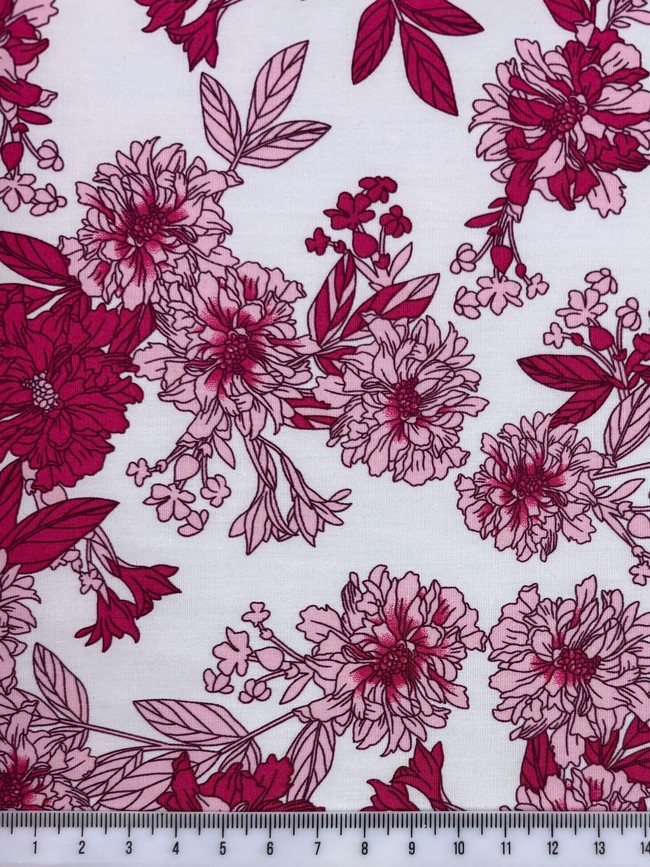 Cerise & Pink Floral Printed Cotton