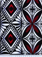Red, White & Black Diamond Pacific Island Cotton Dobby