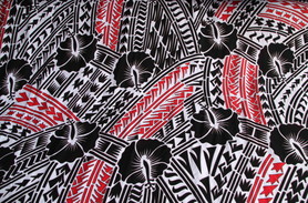 Black, Red & White - Island Printed Polyester 