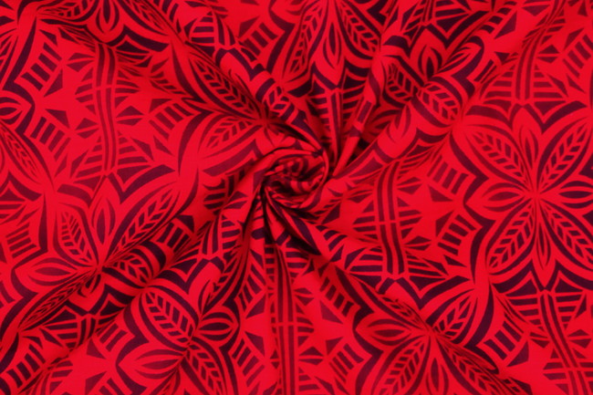  Black & Maroon on Red Pasifika Dobby Cotton