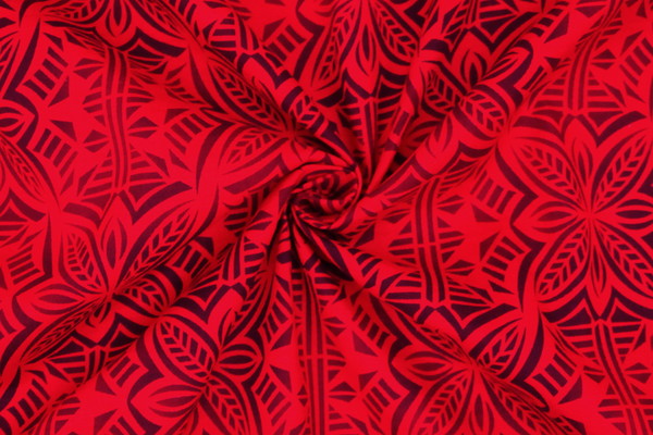  Black & Maroon on Red Pasifika Dobby Cotton