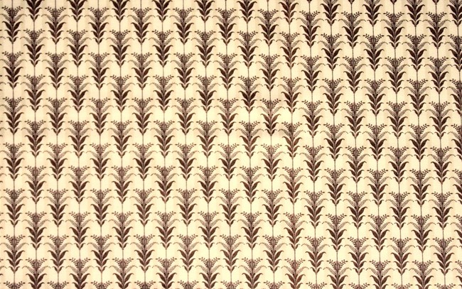 Beige Sprigs on Striped Printed Cotton