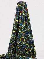 NZ Birds & Plants on Charcoal Printed Cotton