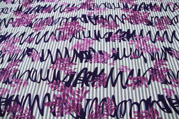 Purple Printed Striped Chambray