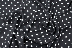 Black with Ivory Spots Printed Chiffon