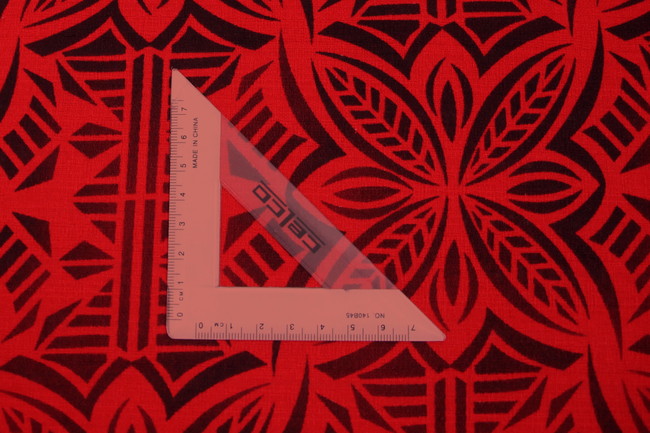 Black & Maroon on Red Pasifika Dobby Cotton