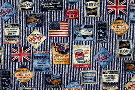 Vintage Inspired USA/UK Themed Japanese Premium Printed Cotton