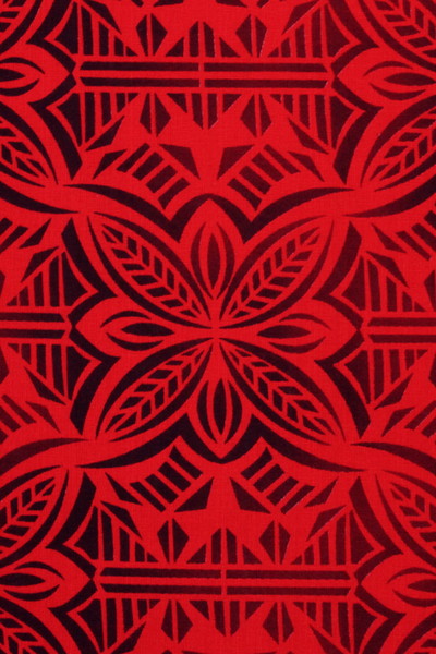 Black & Maroon on Red Pasifika Dobby Cotton