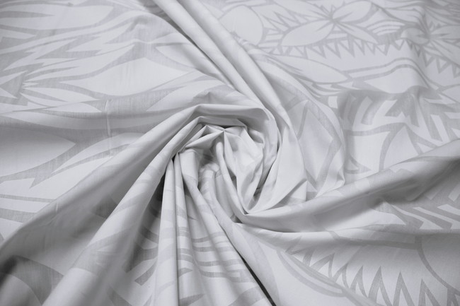 Flower - White on White Pasifika Polycotton