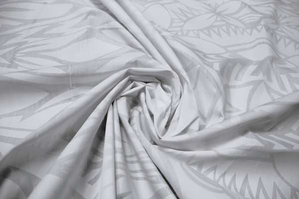 Flower - White on White Pasifika Polycotton