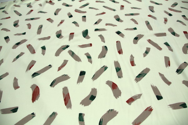 Brush-strokes Print on Cream Chiffon