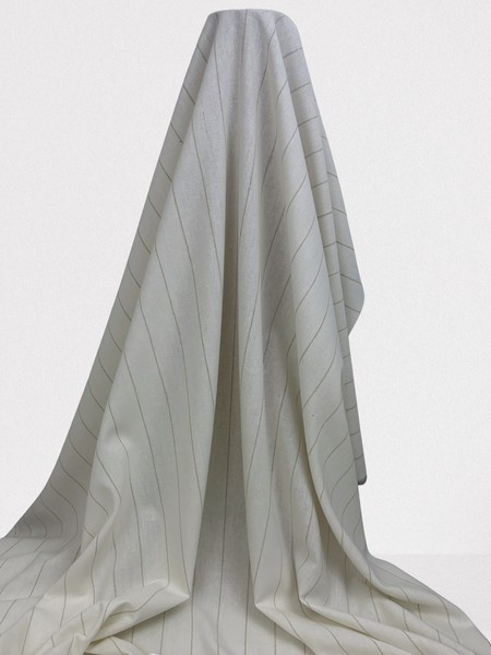 Neutral Pin Stripes on Off White Linen Cotton Blend