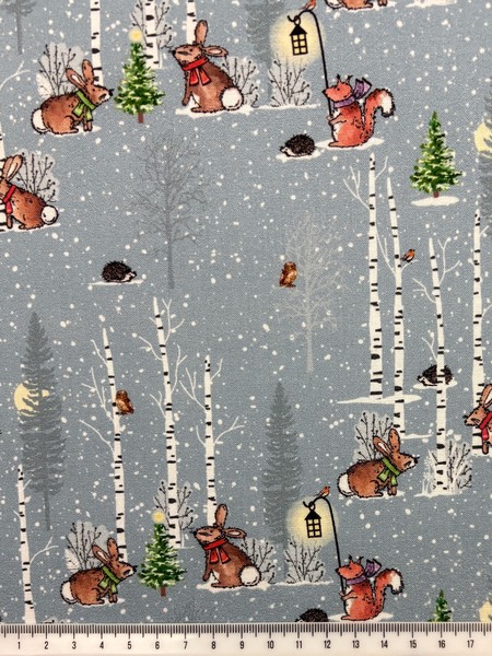 Christmas Rabbits Printed Cotton