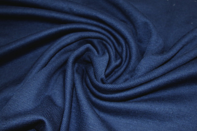 Navy Ribbed Cotton Blend Knit