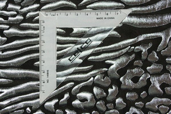 Silver Foil Animal Print on Black Trilobal Knit