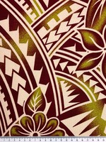 Rust & Chartreuse Frangipani Pacific Island Cotton Dobby