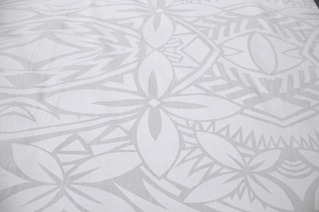 Flower - White on White Pasifika Polycotton