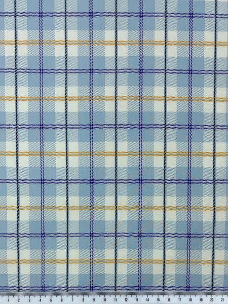 Pale Blue Tarten Check Polished Cotton