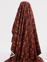 Burgundy Floral Tartan Printed Cotton