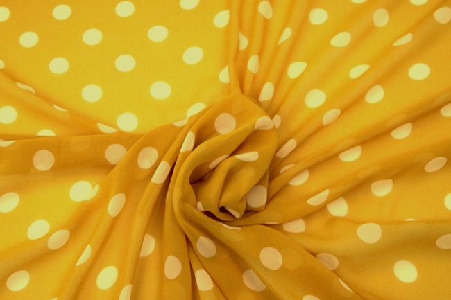 Mello Yellow with Ivory Spots Printed Chiffon 