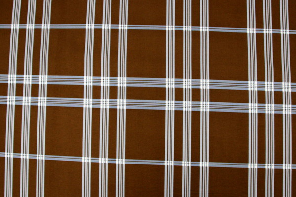 Blue Tartan Check on Brown Printed Cotton