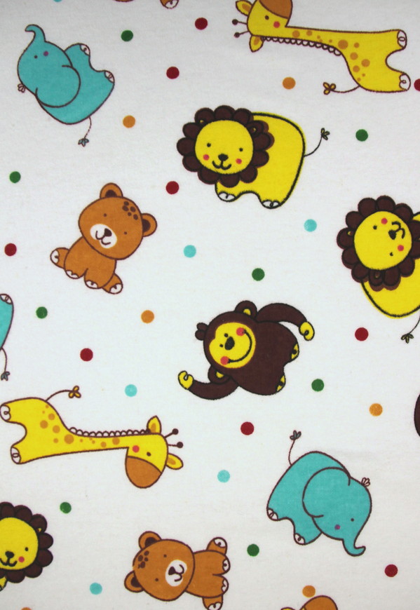 Baby Safari Animals on Printed Flannelette