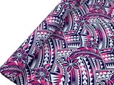 Pink & Purple Frangipani Pacific Island Cotton Dobby
